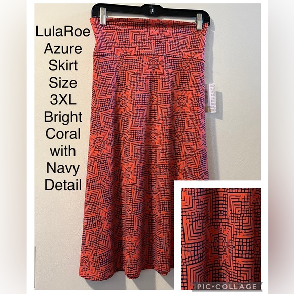 BNWT Bright Coral Lularoe Azure Skirt - Picture 1 of 2